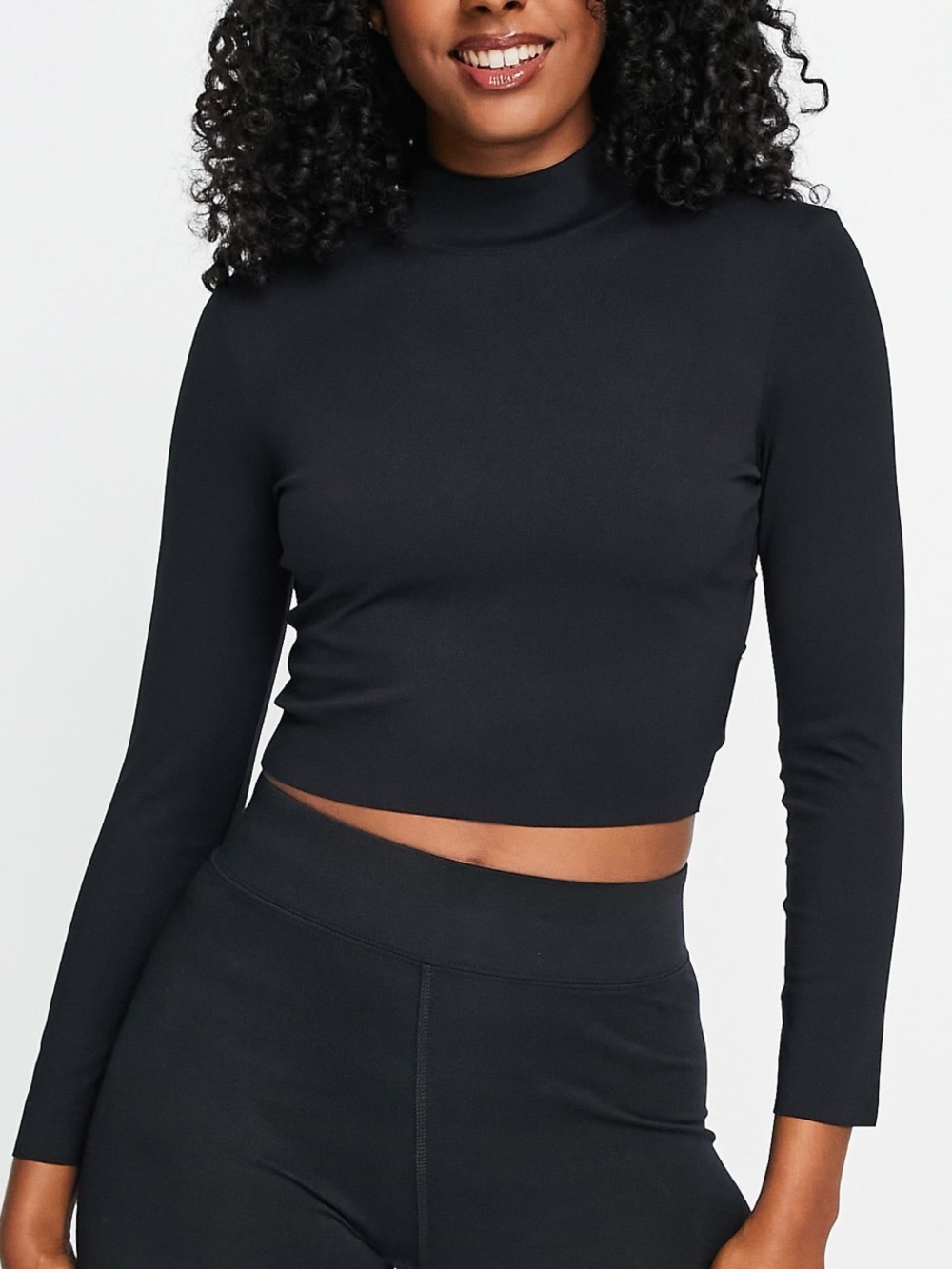 Nike Yoga Luxe Dri-FIT Cropped Long Sleeve Black Top, Size Small